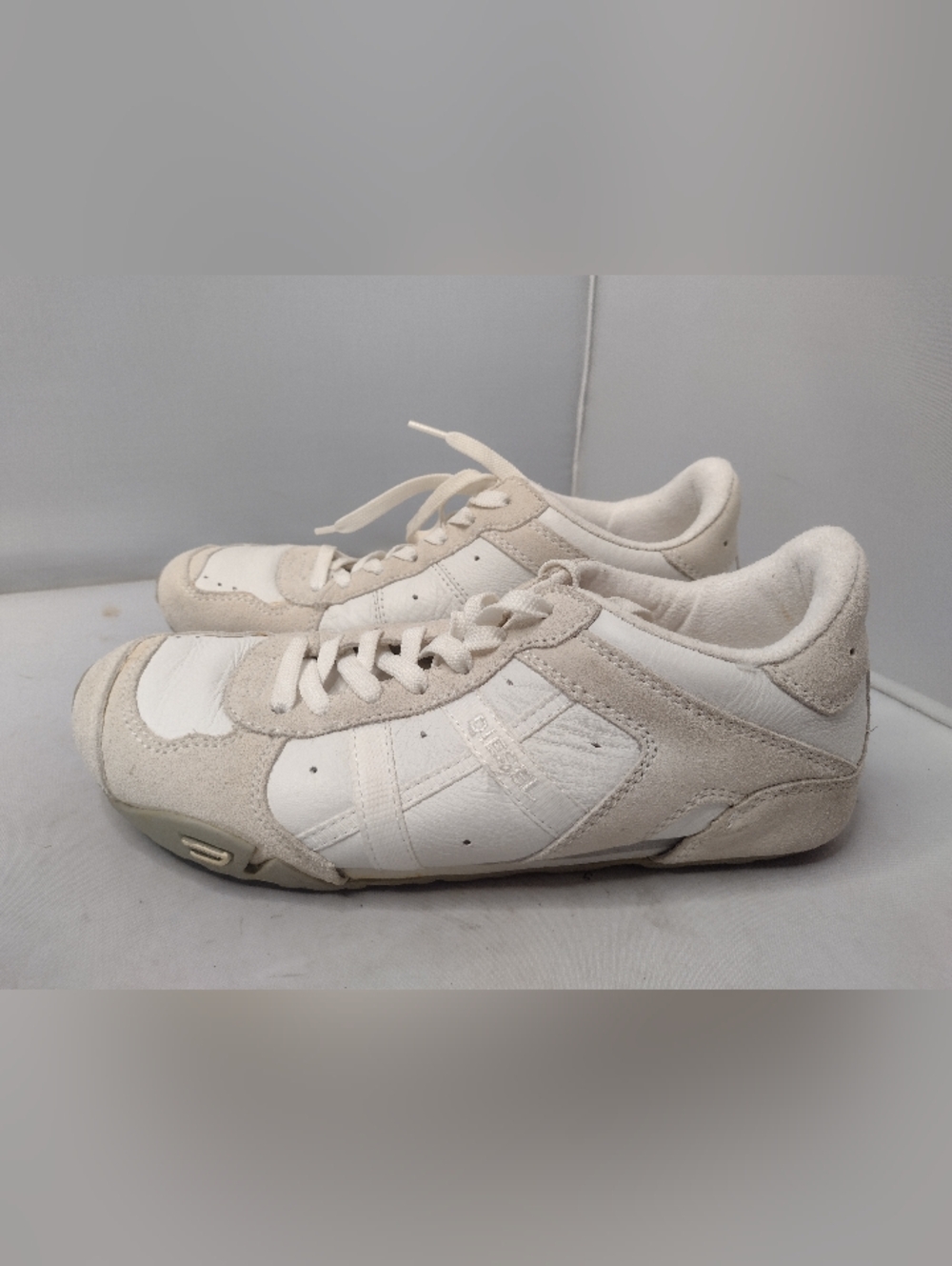 Vintage Diesel Avy Women’s Leather Low Top Sneakers Shoes 7 White Y2K  B4